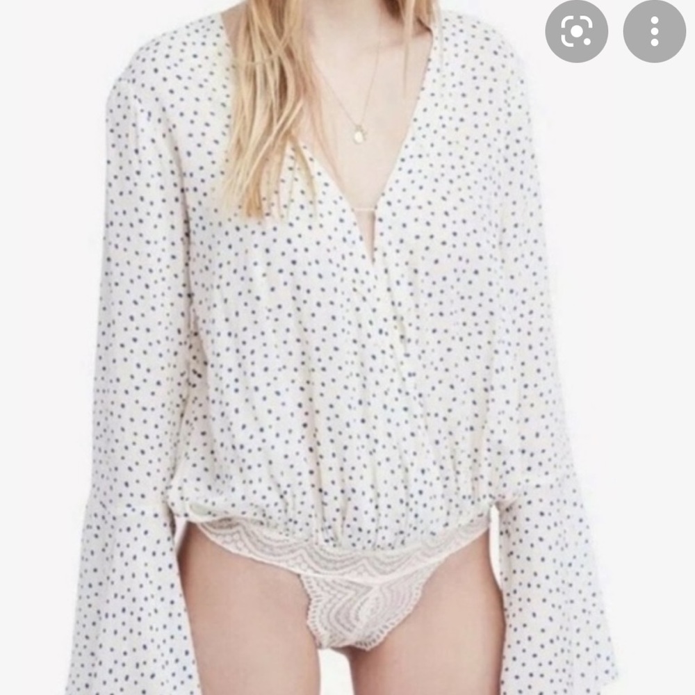 Free People Bell Sleeve Polka Dot Bodysuit
